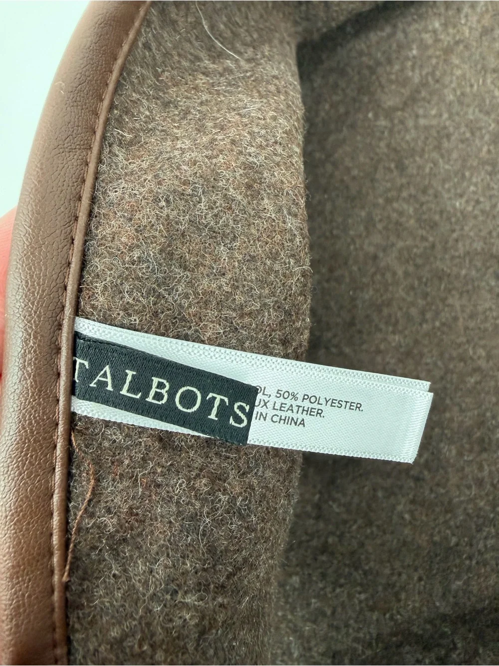 Talbots Wool Blend Plaid Cape Poncho M/L Brown Pink Glen Plaid Faux Leather Trim